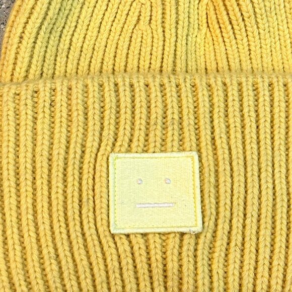 Acne Studios Yellow Logo Beanie - Picture 2 of 4
